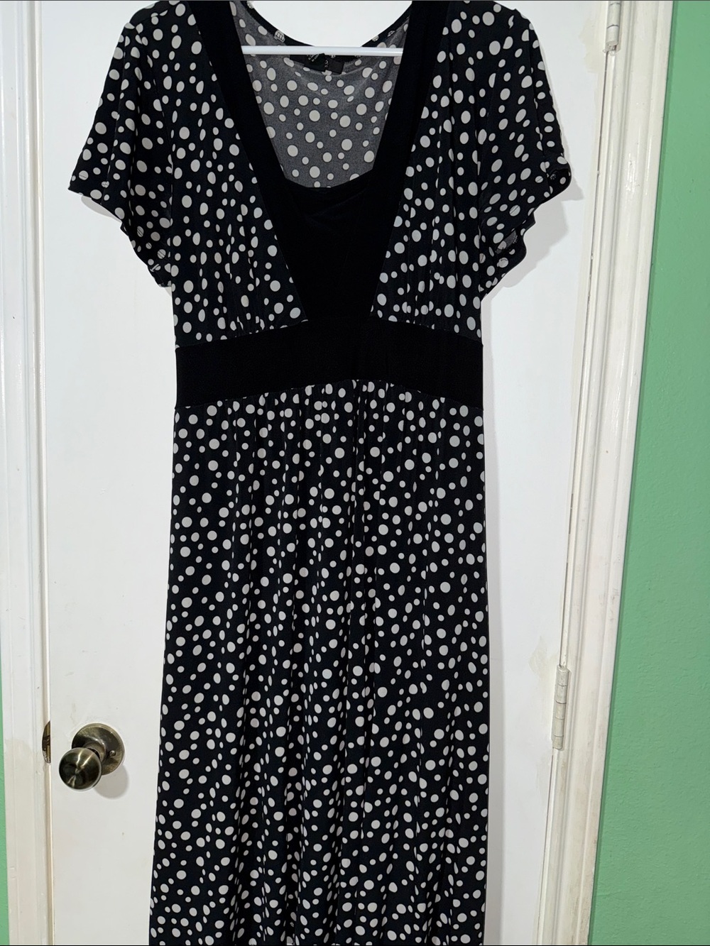Style & Co. Black and White Polka Dot V-Neck Maxi Dress